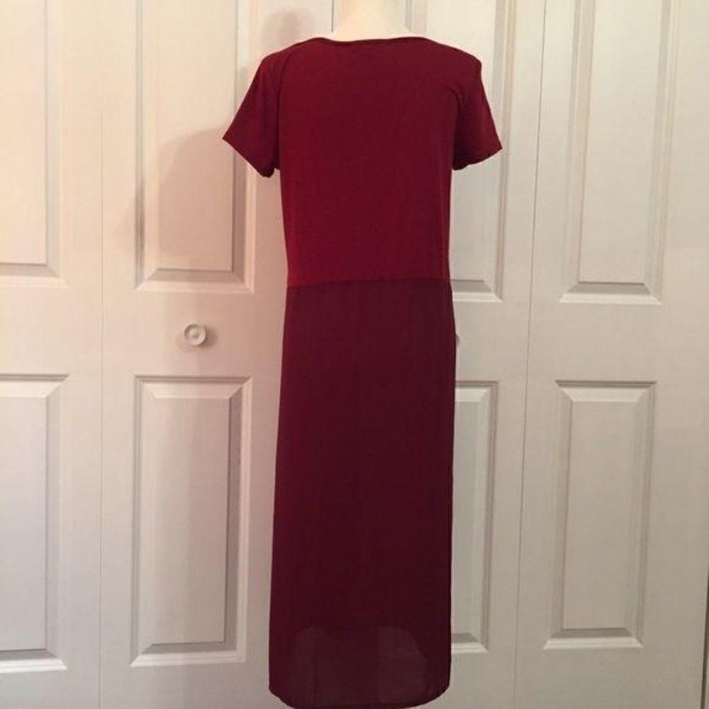 Red Color Block Sky High Slit Maxi Dress New - Picture 7 of 8